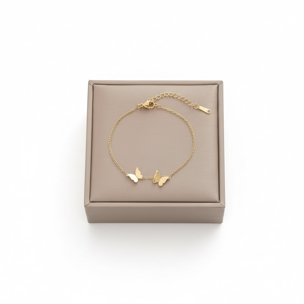 B577 Pulsera mariposa acero titanio 21cm