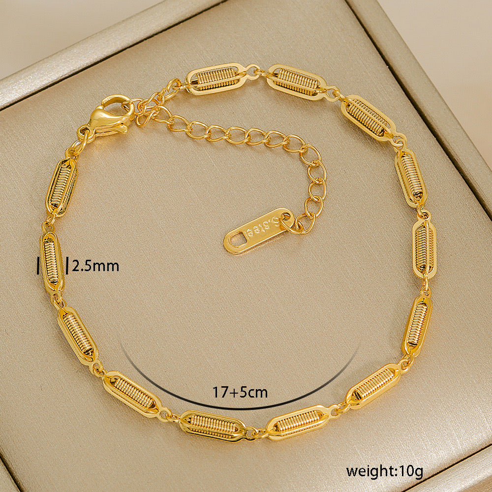 B418 Pulsera cadena dorada acero inoxidable 23cm