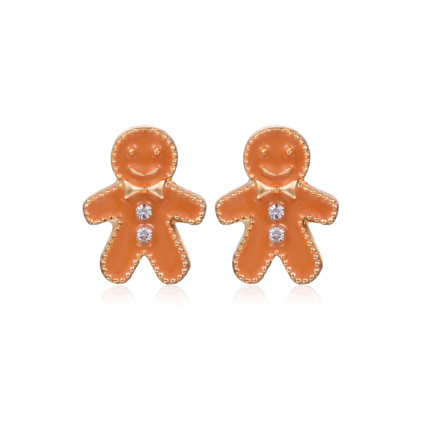 E4284 Aretes galleta hombre de jengibre aleacion esmaltado 1cm
