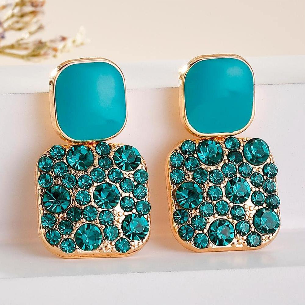 E7303 Aretes cristal azul 2.5cm aleacion