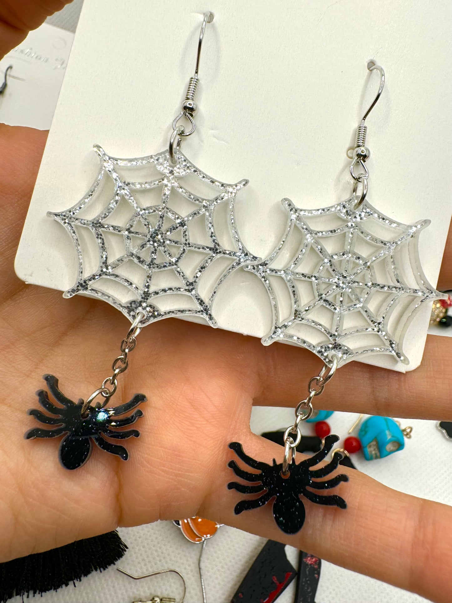 E524 Aretes Araña Telaraña Halloween