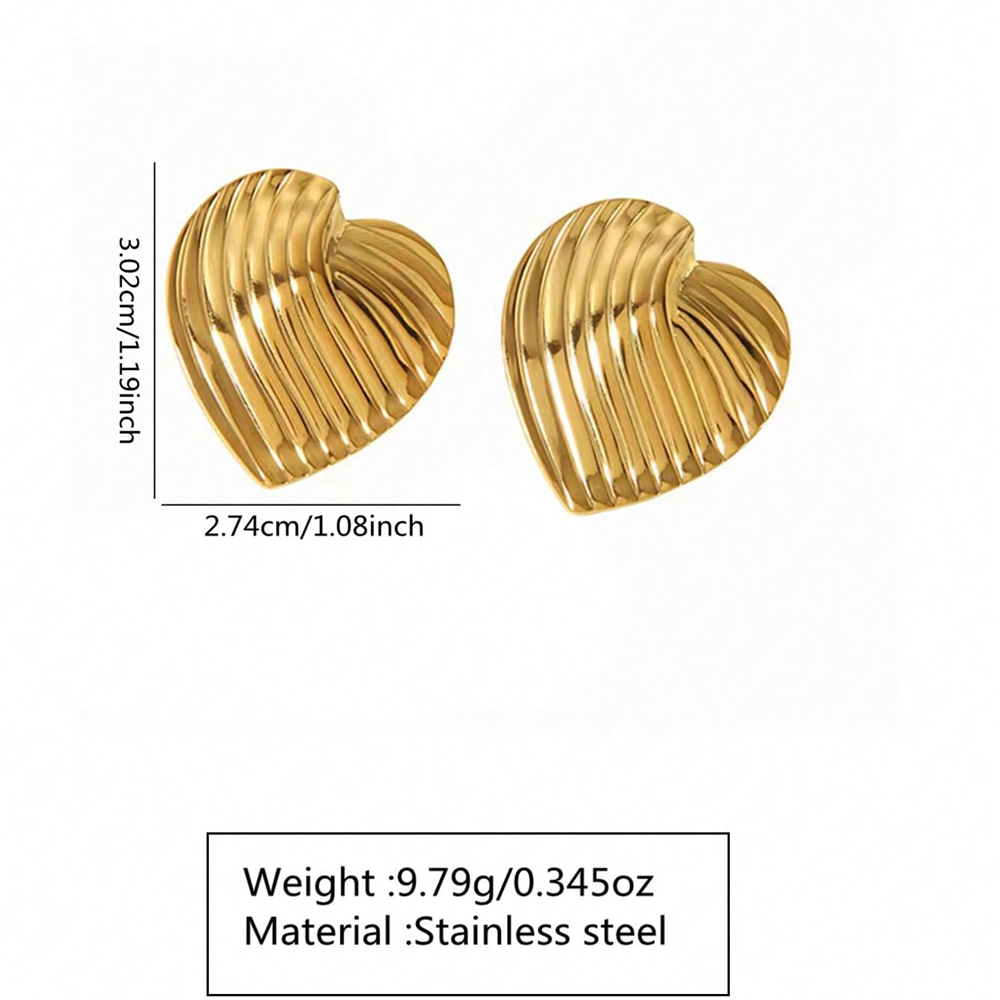 E2613 Aretes concha corazon acero inoxidable 3cm