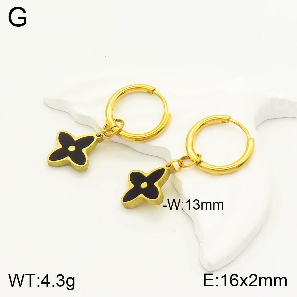 E2749 Aretes argolla acero inoxidable chapado en oro 18k