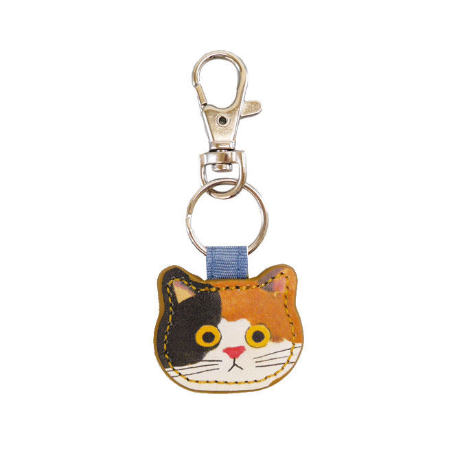 K51 Llavero gato cuero sintetico pequeño