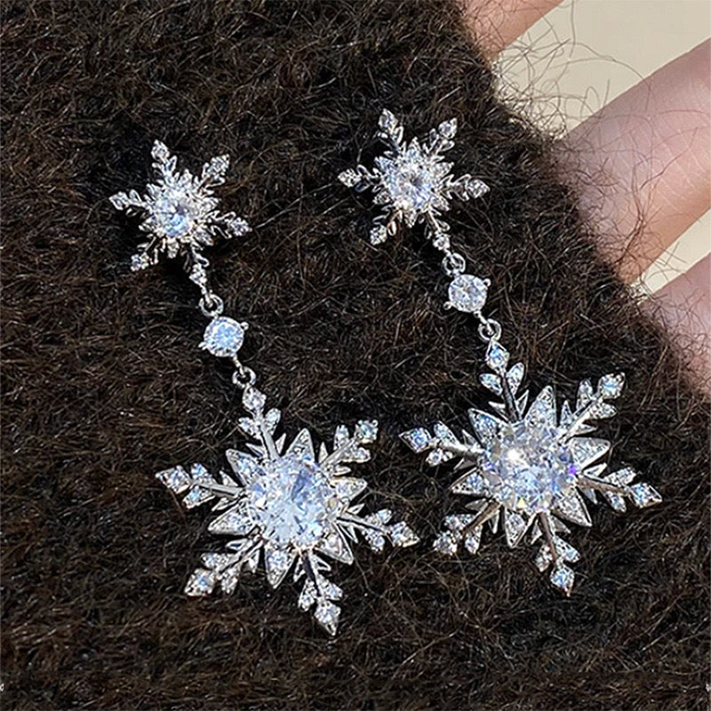 E4398P aretes copo de nieve plateado 2.4cm aleacion