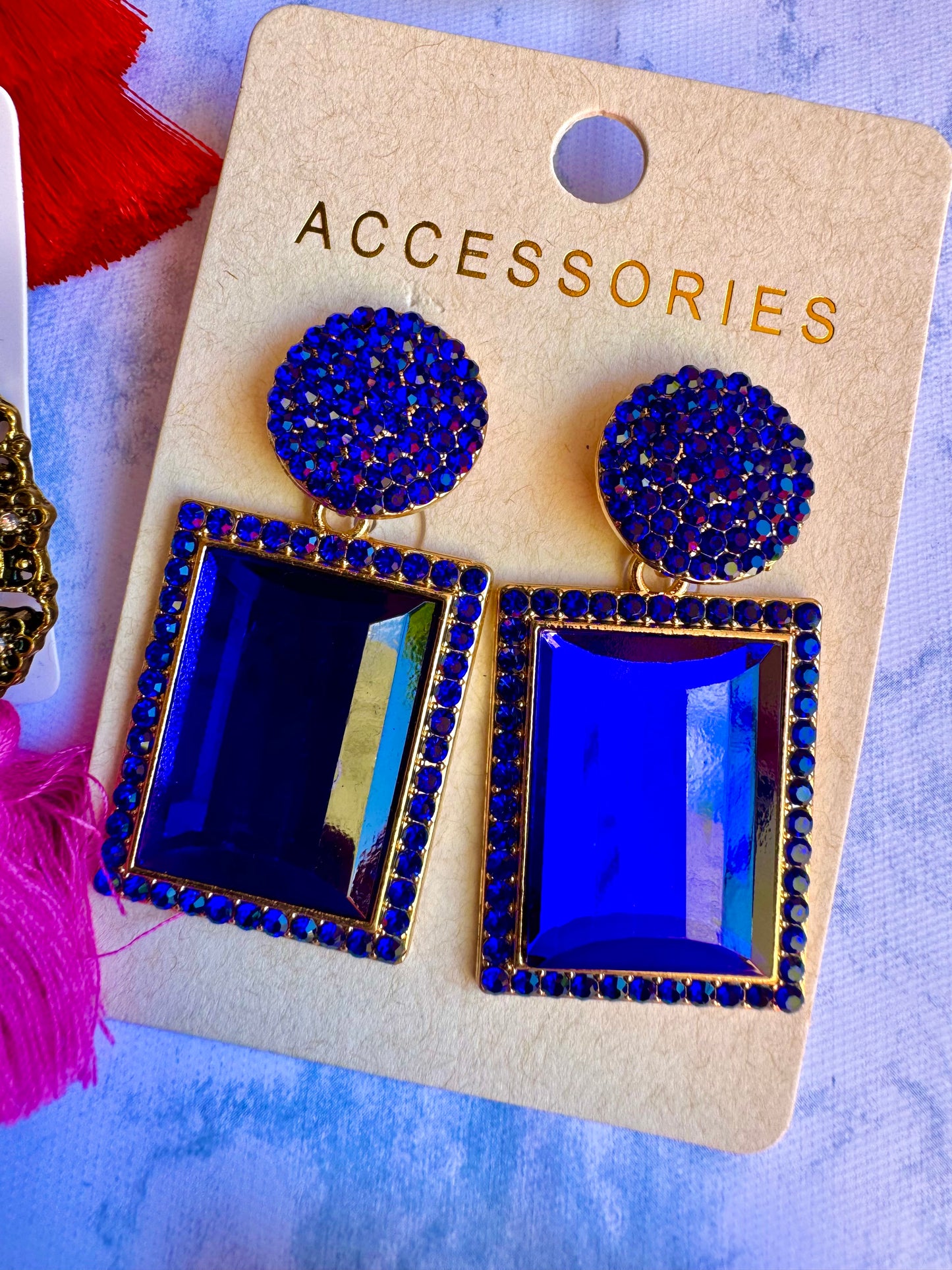 E1735 Aretes cristal embutido brillantes grandes elegante fiesta