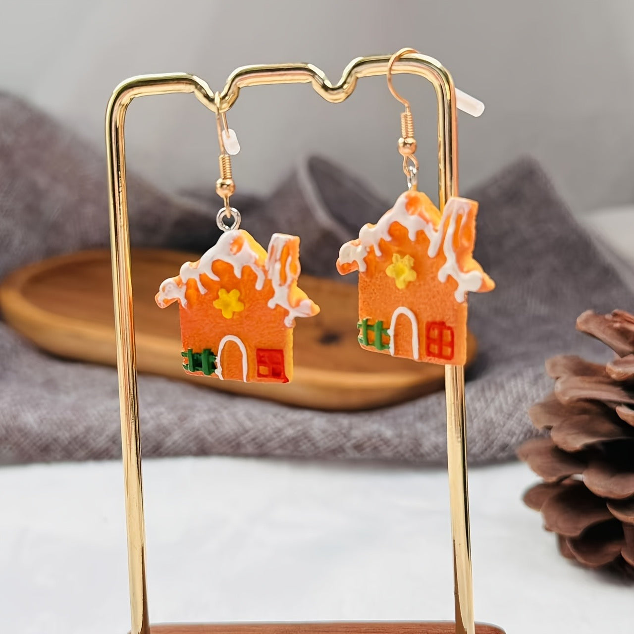 E4453 Aretes galleta de jengibre navidad 2.5cm aleacion