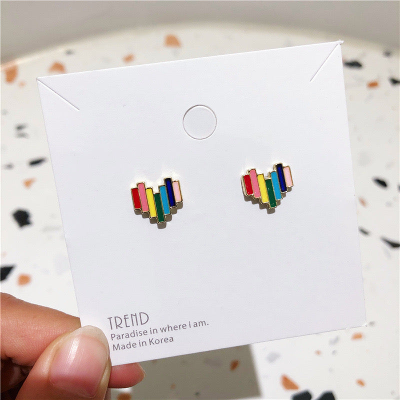 E2328 Aretes arcoiris metal esmaltado 1cm