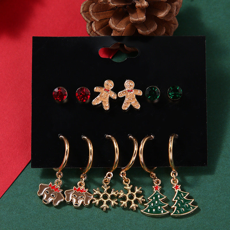E4266 conjunto de aretes navideños 3cm aleacion