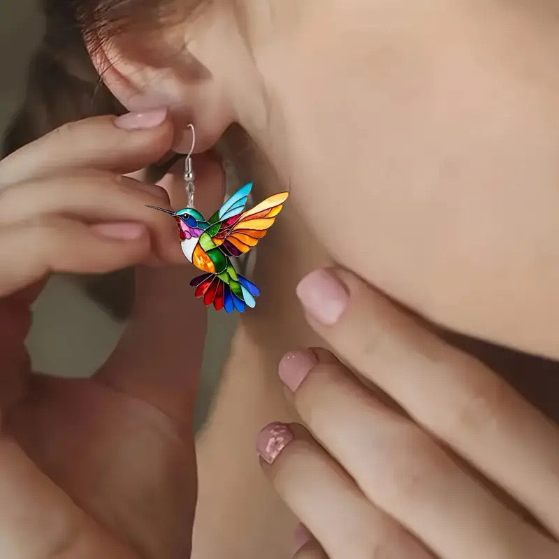 E2404 Aretes colibri acrilico 3cm