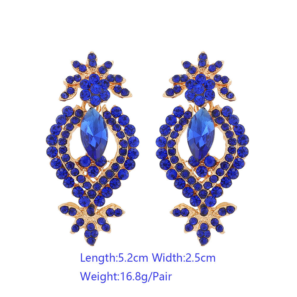 E7236 Aretes cristal azul fiesta elegantes 5cm
