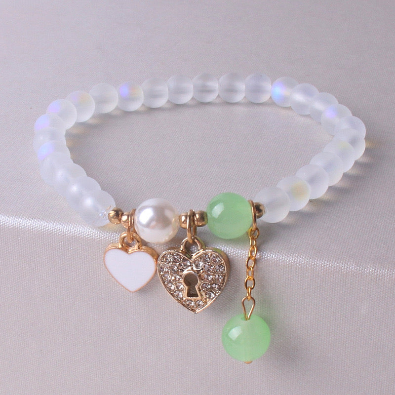 B245 Pulseras cerraje de enamorado verde
