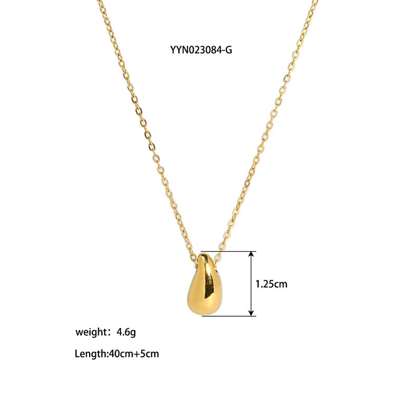C720 Collar gota dorado acero uno chapado en oro de 18k 20cm largo 1cm dije