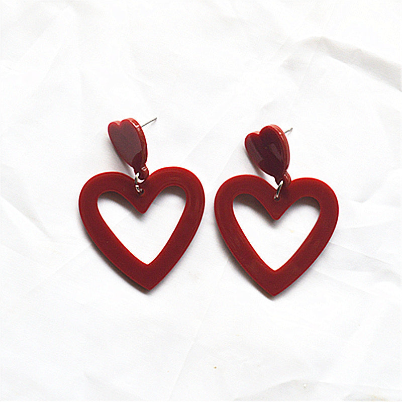 E2445G Aretes corazon acrilico 5cm ligeros