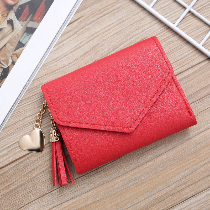 Cr97 cartera para mujer roja cuero sintético 11.5cmX 9cm