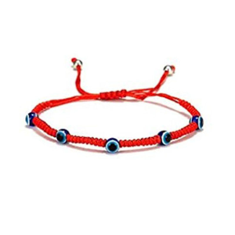B640 Pulsera ojo turco roja soga ajustable