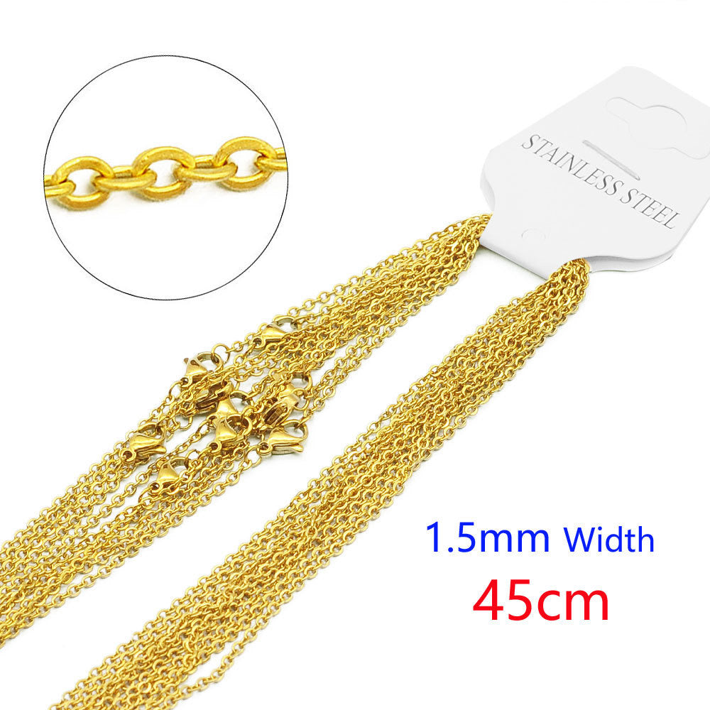 J423 Paquete incluye 10 piezas cadenas doradas acero inoxidable chapado en oro 18K