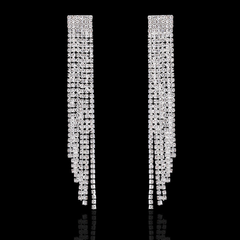 E3433 Aretes colgantes brillos fiesta aleacion 10.5cm
