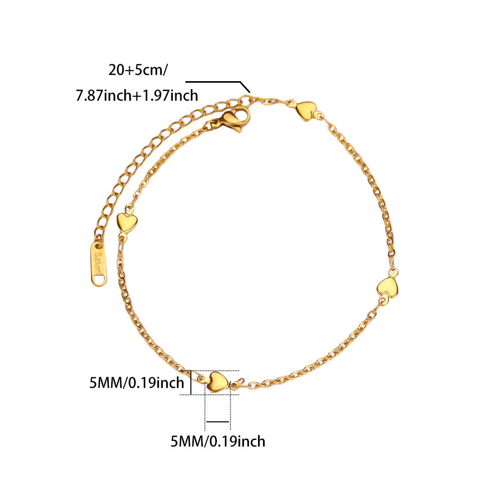 B945 Pulsera corazones acero inoxidable chapada en oro de 18k