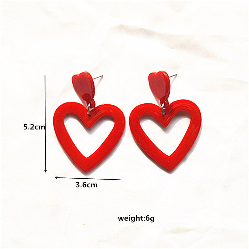E2445RJ Aretes corazon acrilico 5cm ligeros