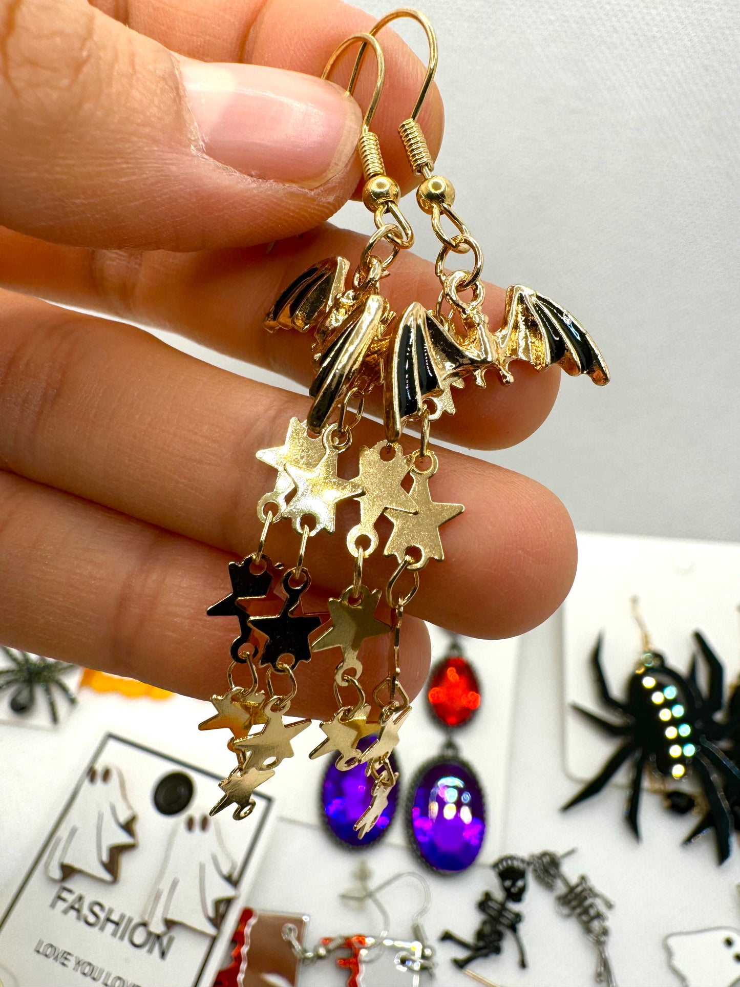 E232 Aretes Murciélago Estrellas Halloween