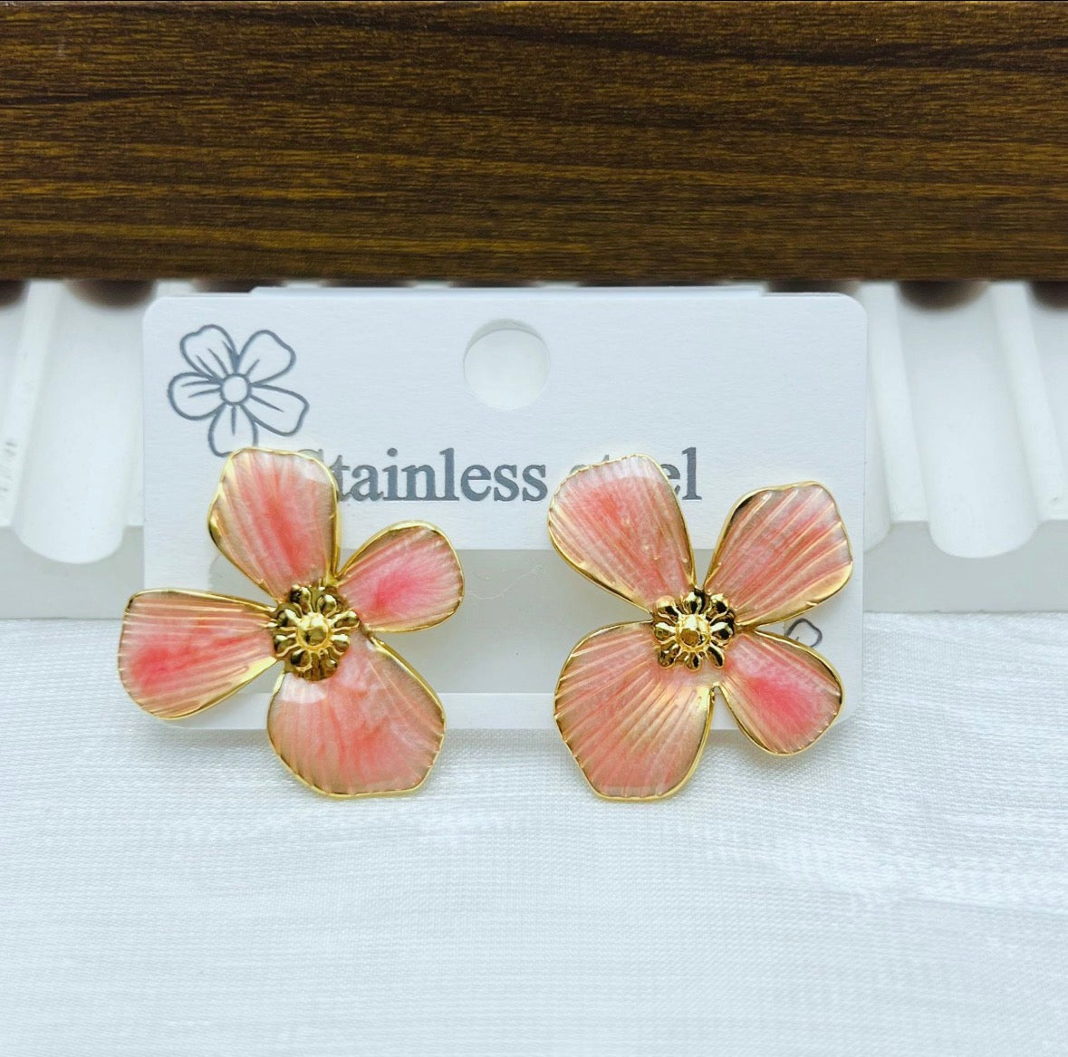 E5507 Aretes flores coral aleacion 3cm