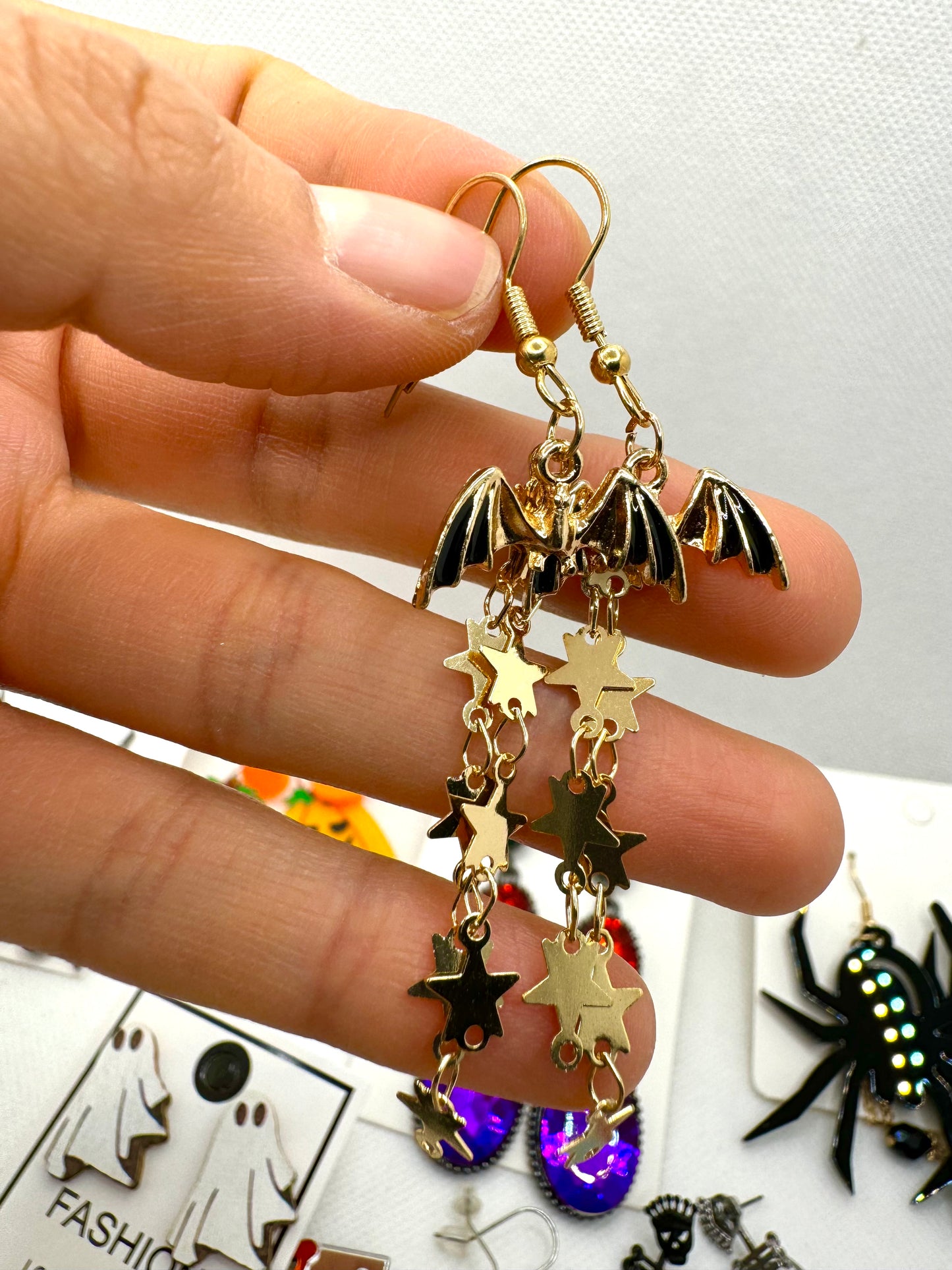E232 Aretes Murciélago Estrellas Halloween