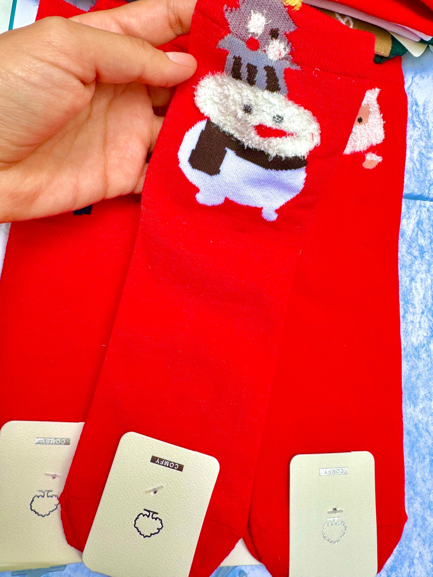 Calcetines Navidad largo unitalla de algodon rojo