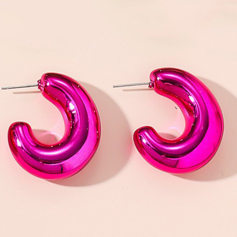 E7358 Arracada fucsia acrilico 3cm