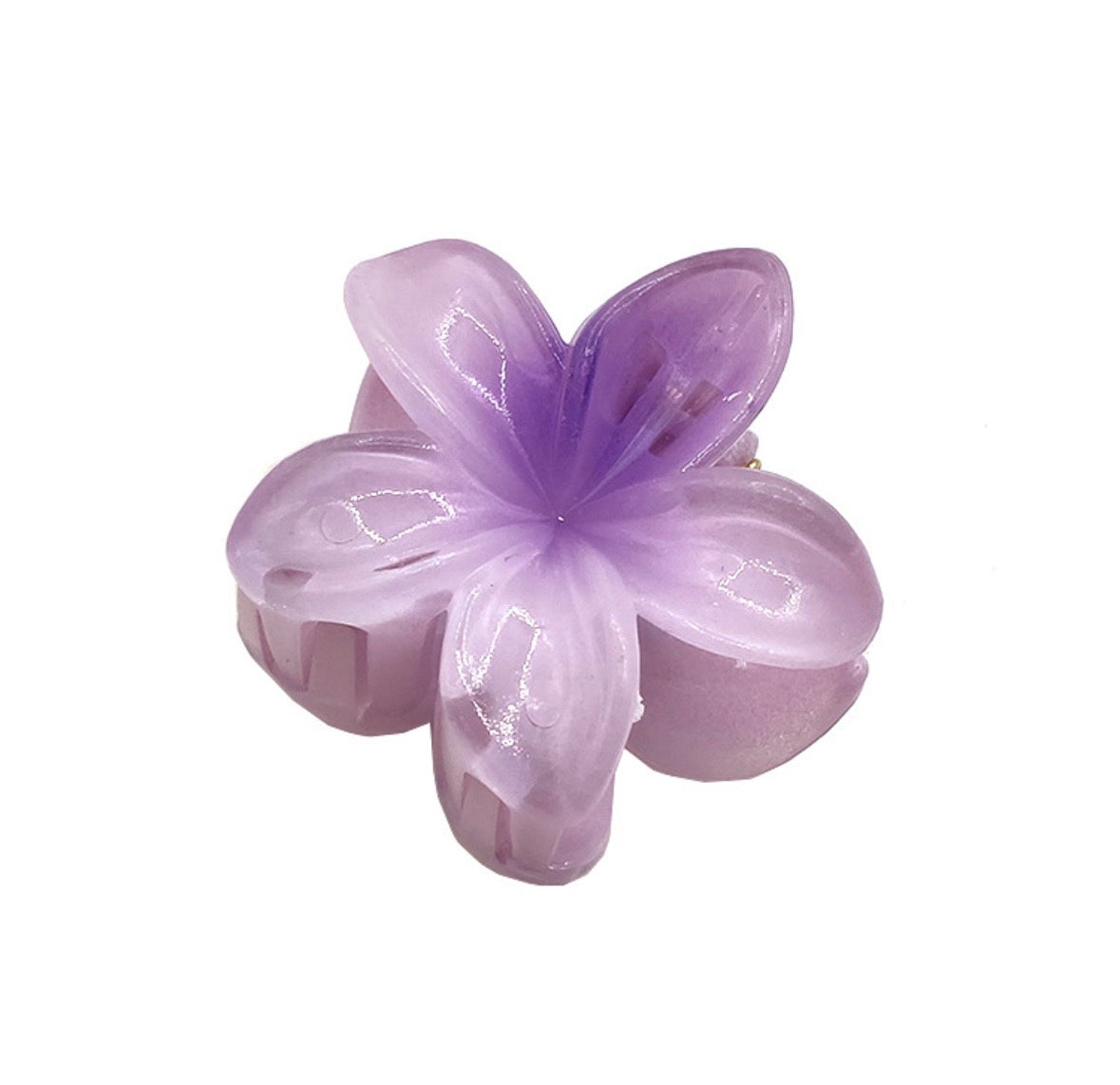 SY06 Pinza para el cabello flor morado plástico 4.5cm