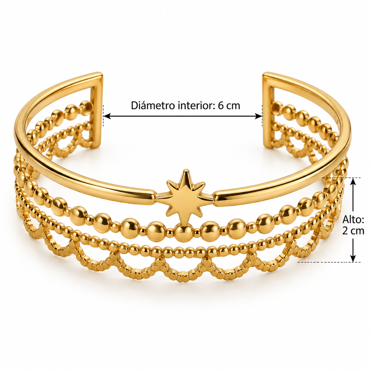 B101 Brazalete diseño dorado acero inoxidable 304