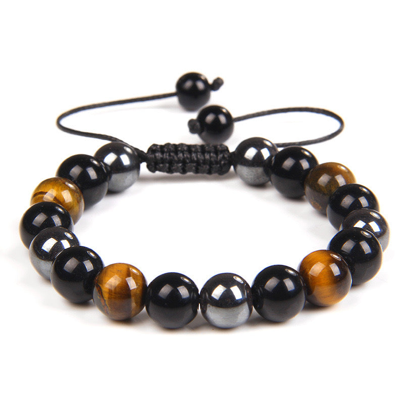 B329 Pulsera caballero cuentas piedra natural degradado 8mm ajustable