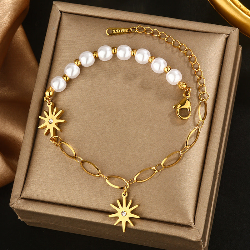 B559 Pulsera sol dorado acero inoxidable 19cm