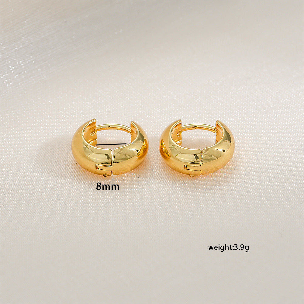 E3654 Argolla dorada acero inoxidable chapada en oro de 18k 8mm