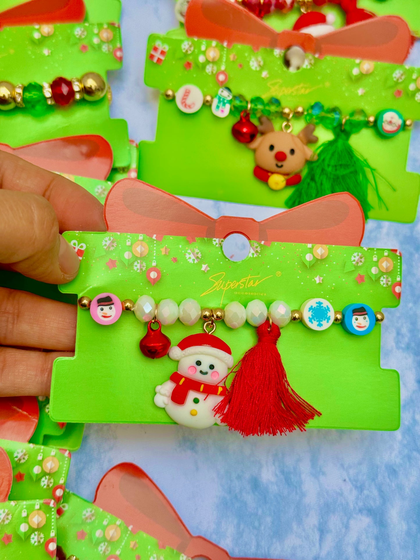 B138M Pulsera Navidad muñeco de nieve piedras artilugios