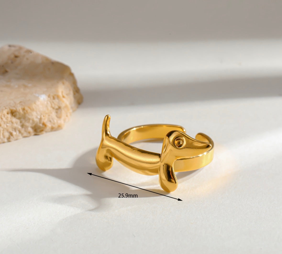 A539 Anillo dorado abstracto acero inoxidable 204 ajustable