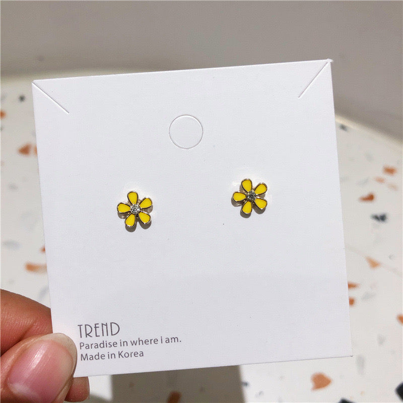 E2331 Aretes flor metal esmaltado 1cm