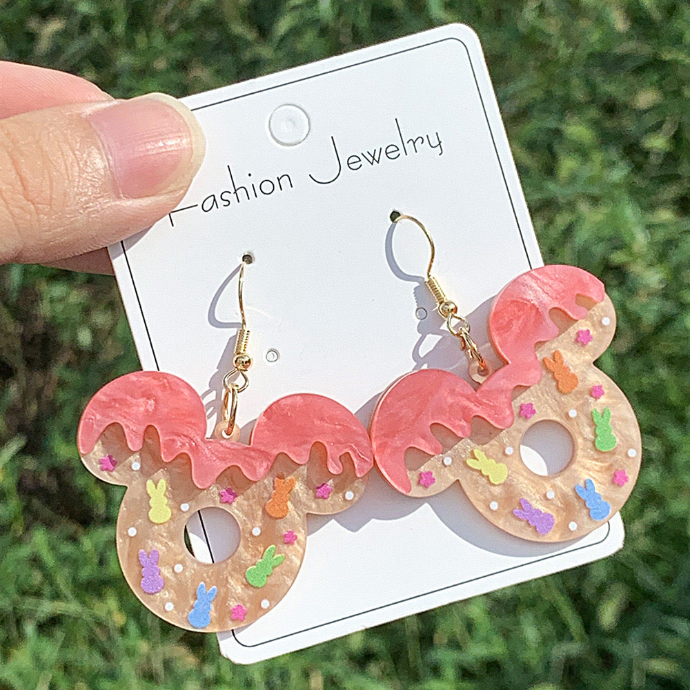 E2430 Aretes mickey donas acrilico gancho 3.5cm