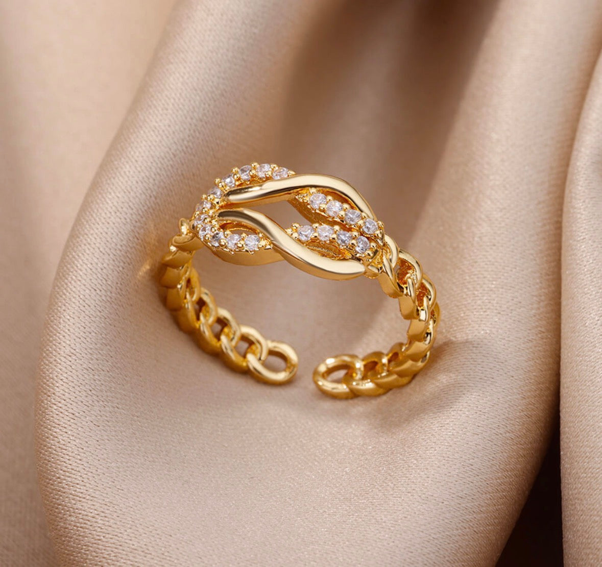 A504 Anillo nudo brillante abierto aleacion