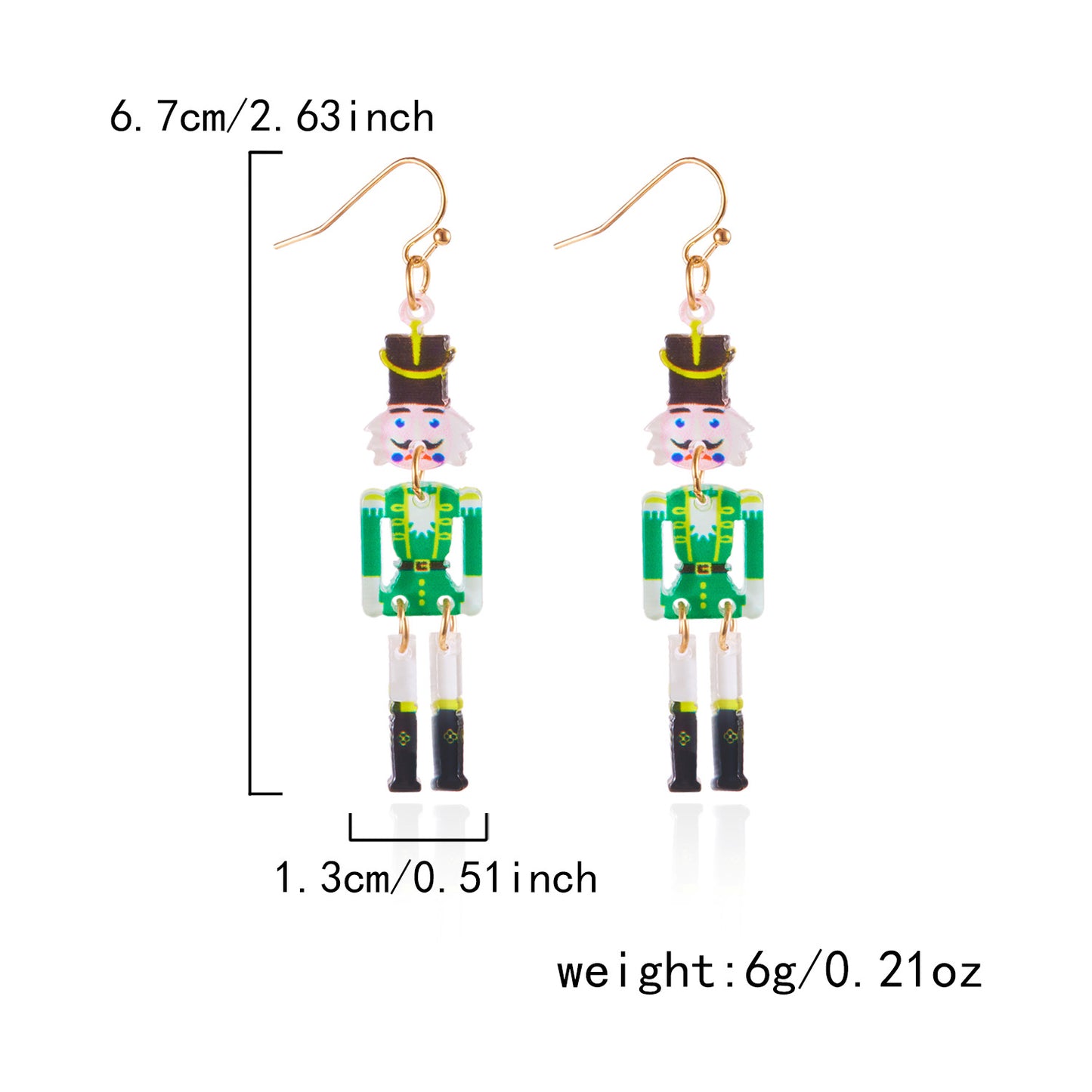E4282 Aretes soldado cascanueces acrílico 7cm