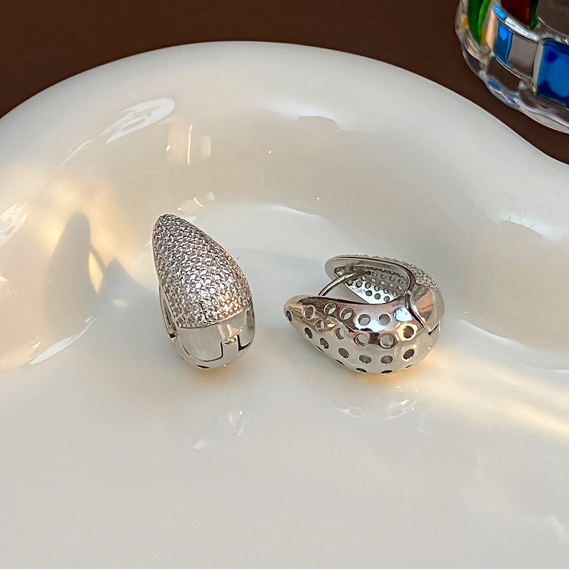 E3464 Aretes gota plateada cobre 2cm