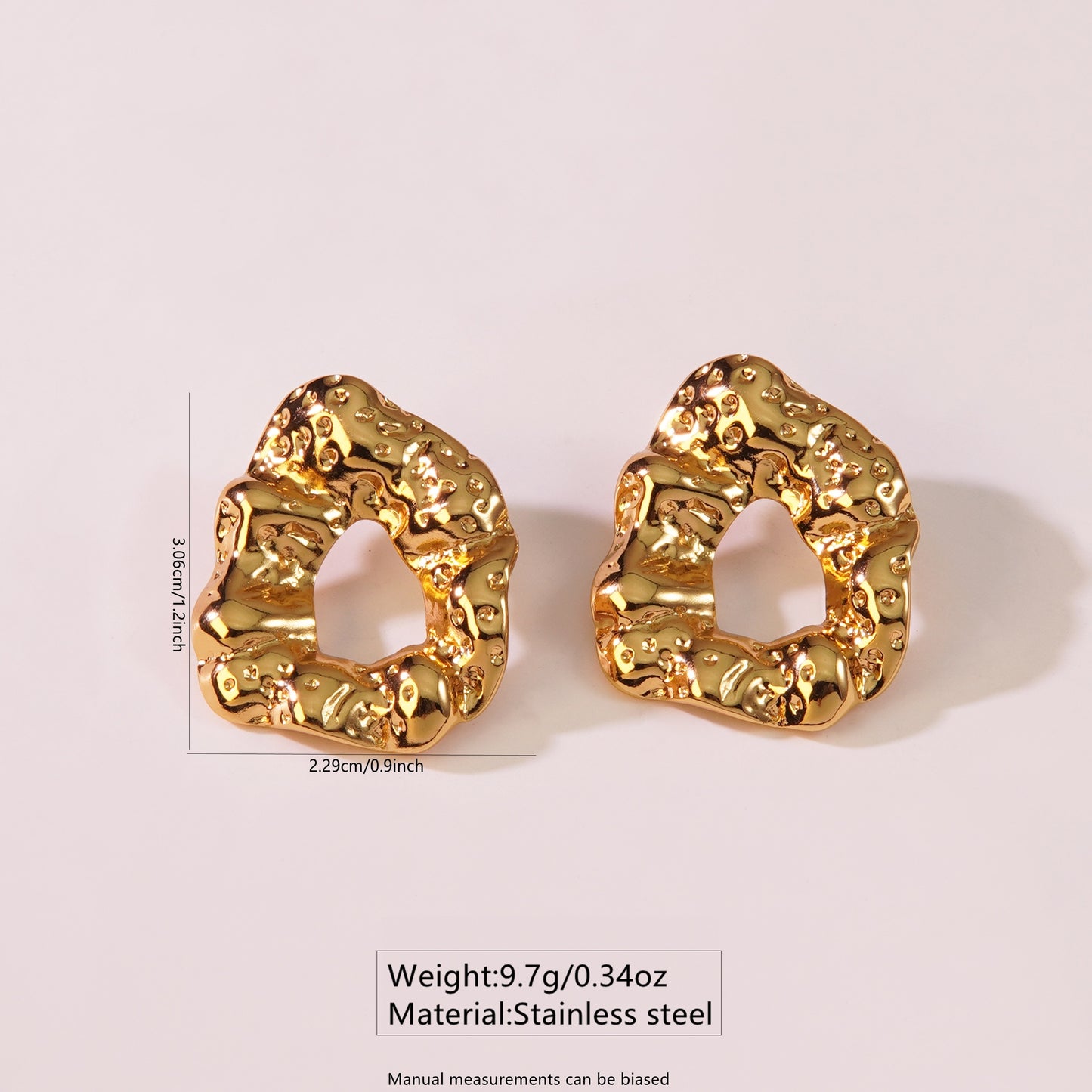 E3196 Aretes aro dorado vintage acero inoxidable 3cm