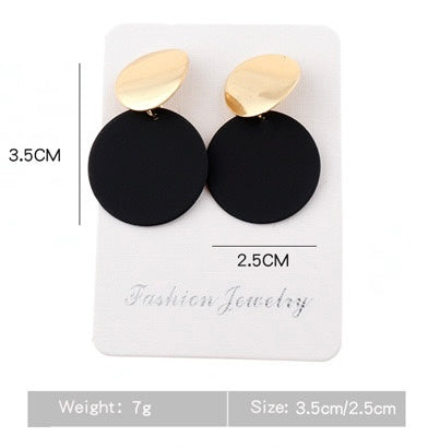 E2846 Aretes circulo negro aleacion 3.5cm