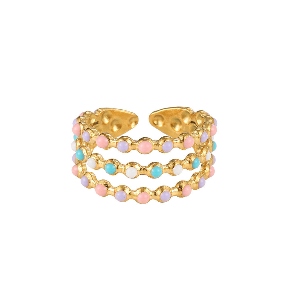 AC181 anillo abierto acero inoxidable chapado en oro 18k