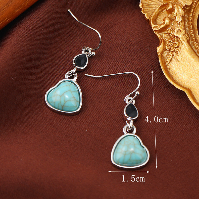 E3423 aretes colgante piedra azul 3cm