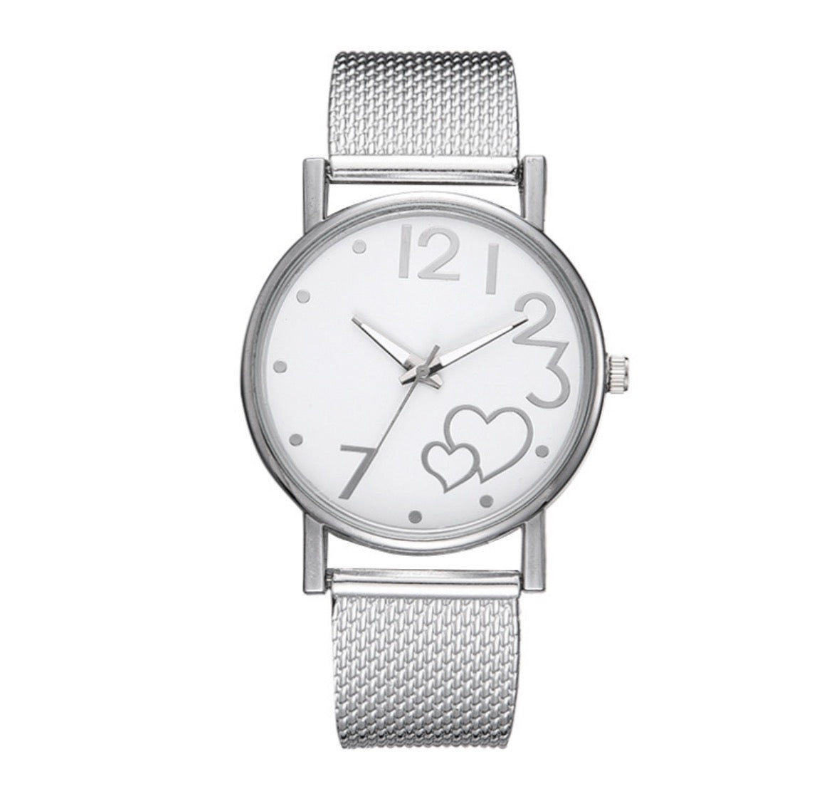 R166 reloj plateado hebilla de cuarzo para mujer