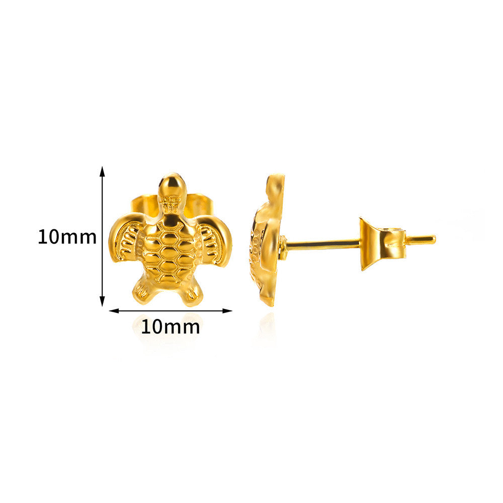 E6042 Aretes tortuga dorada acero inoxidable 1cm