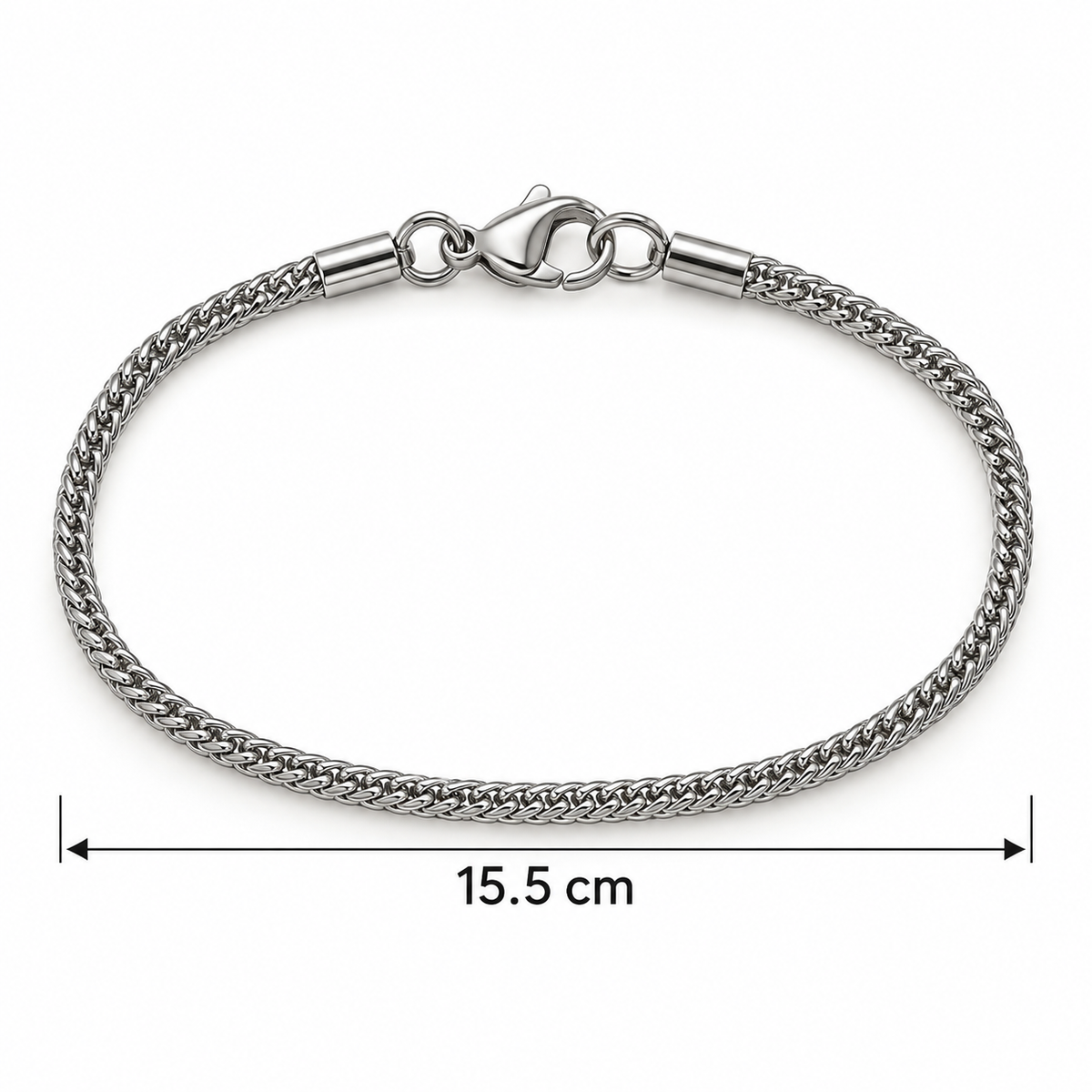 B107 Pulsera plateada lisa de acero inoxidable 304