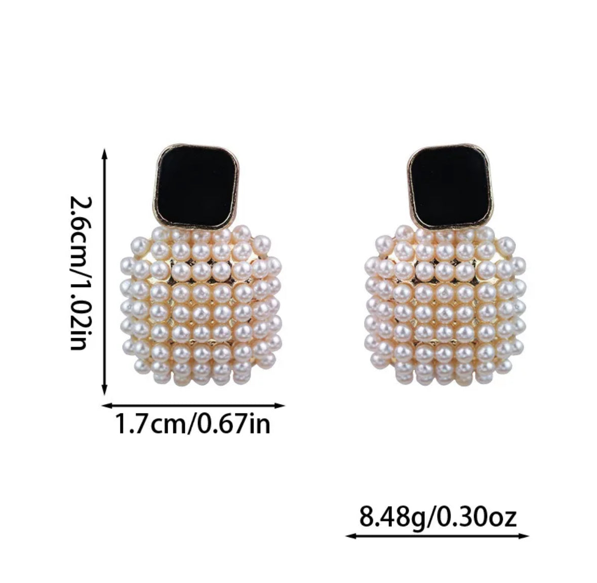 E2810 Aretes perlas aleacion poste de plata 3cm