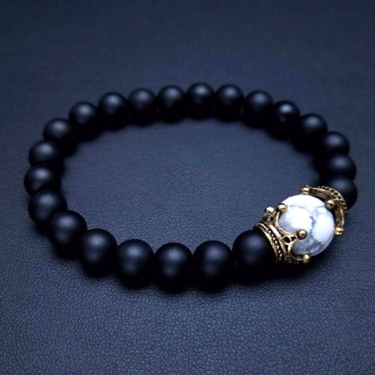 B317B Pulsera caballero elastica piedra mate